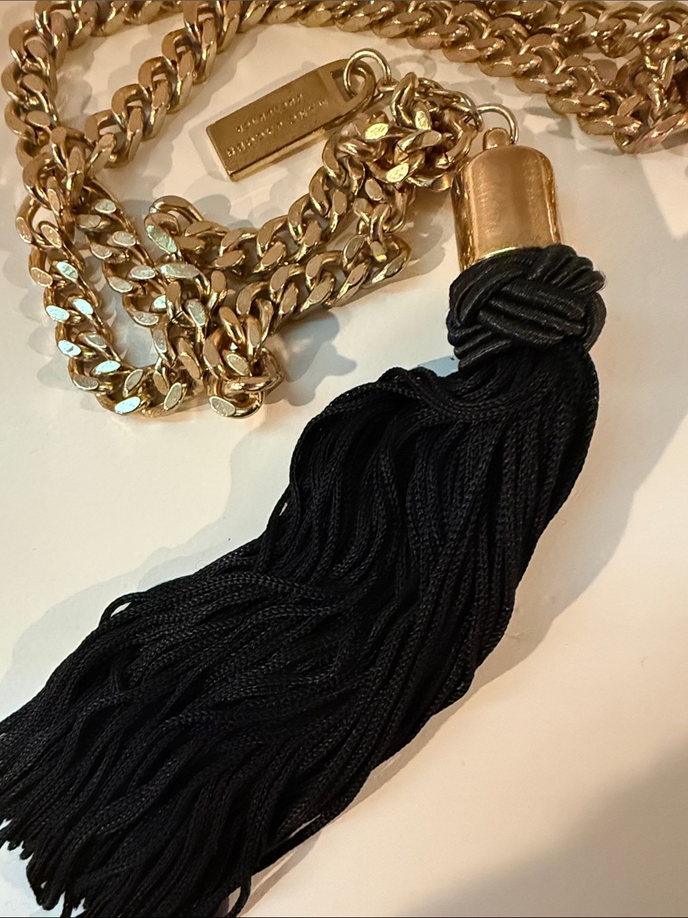 Marc By Marc Jacobs Gold Chain Necklace with Black Tassel